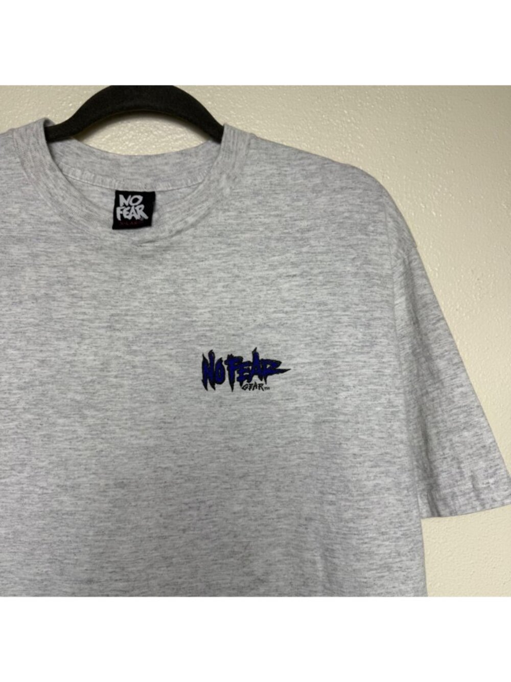 VTG No Fear 90s Single Stitch Gray Graphic Double Sided Print Tee Sz XL - Picture 4 of 7